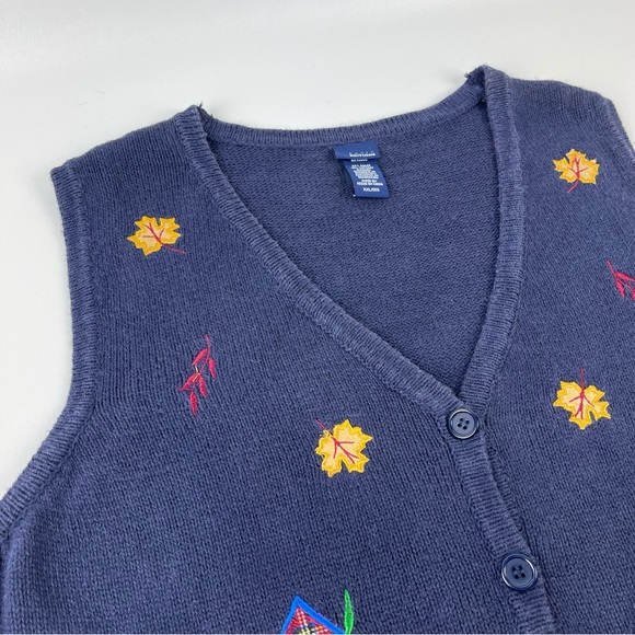 Vintage Fall Autumn Sleeveless Cardigan Sweater 90s Basic Editions Womens 2XL - Picture 3 of 14